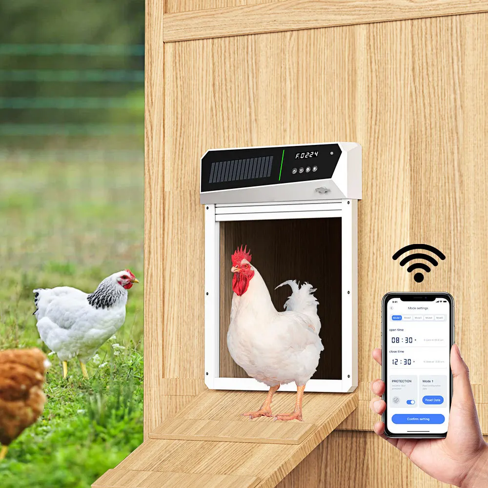 Chicken Coop Door Roll Gate Shutter Solar-Powered Charging App Cage AutomaticSolar Infrared Sensor Anti-Pinch Chicken Coop Door
