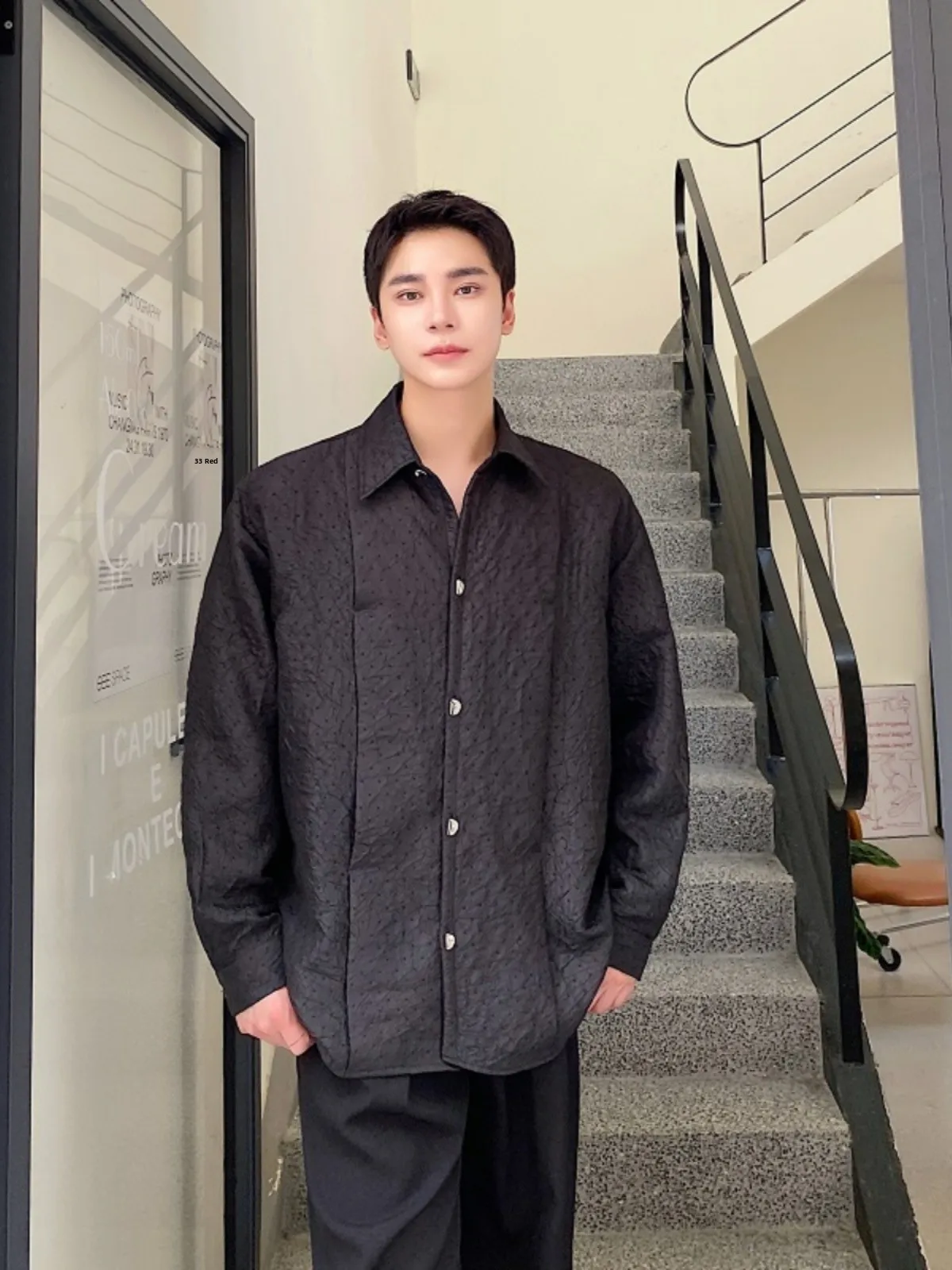 

Мужское повседневное пальто в стиле ретро с волнистой текстурой и двойной пуговицей, свободное молодежное пальто с отложным воротником