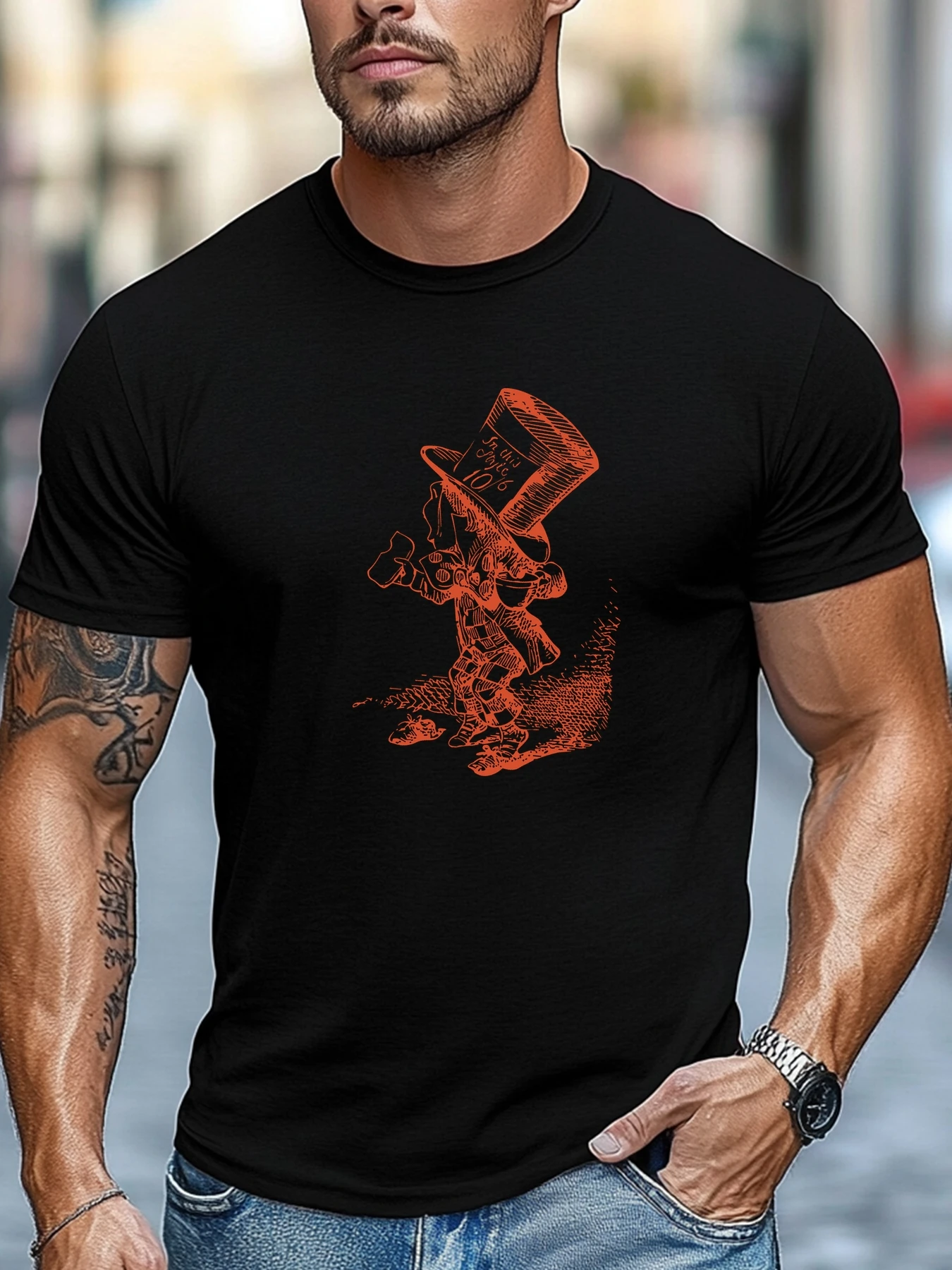 

Men's t shirts Mad Hatter Graphics Summer Soft Comfort Fit Tee Daily Wear Tops