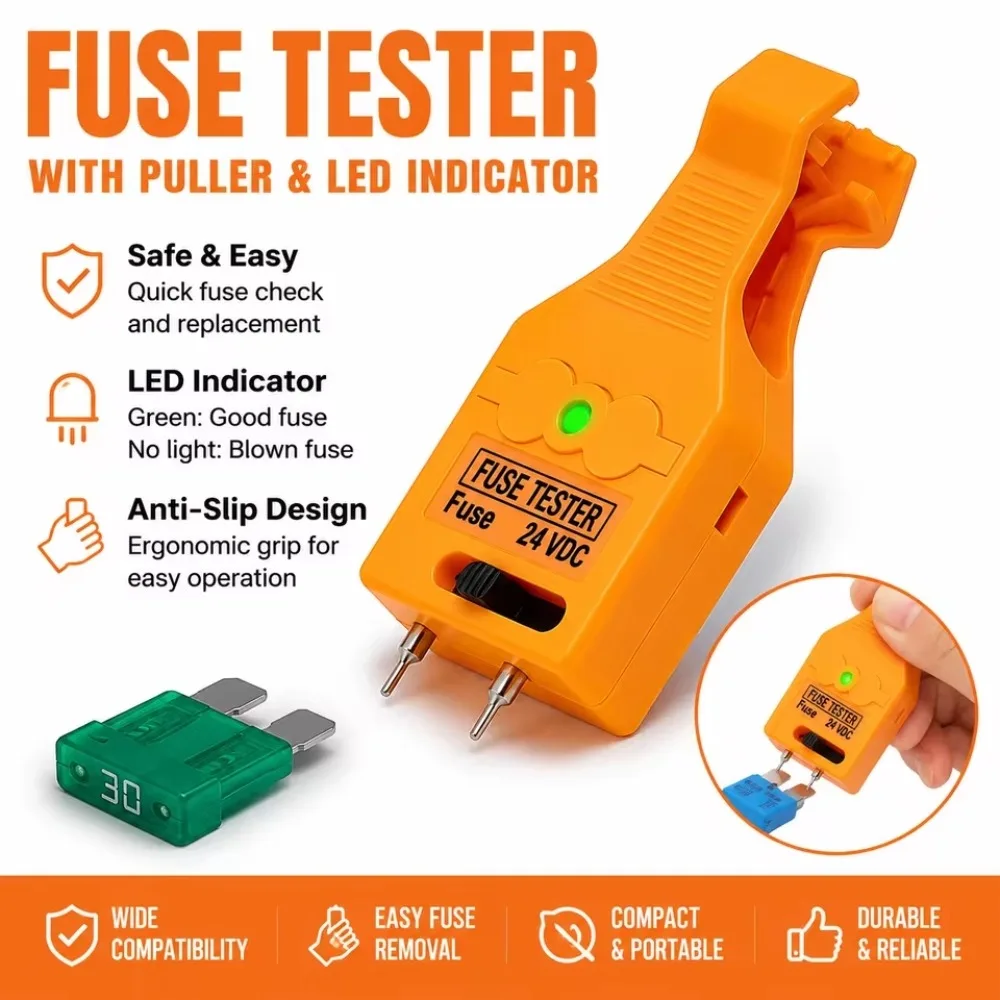 Universal Fuse Tester Multifunctional Portable Checking Blade Fuse Checker Puller Tool Auto Fuse Tester Car Accessories