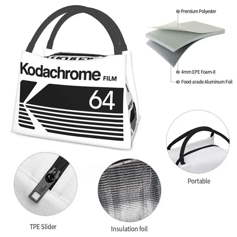 Kodachrome Logo Resuable Lunch Boxes Photographer Thermal Cooler Food Insulated Lunch Bag Travel Work Pinic Container