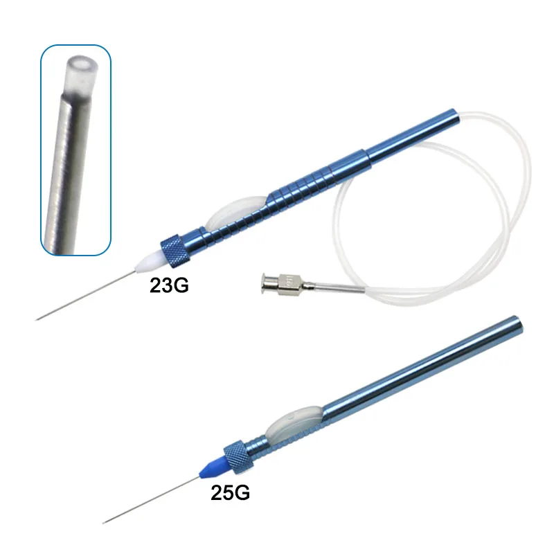 1pcs Eye Flute Needle Backflush Handle with Silicone Tube/without Tube Ophthalmic Surgical Instrument 23G/25G