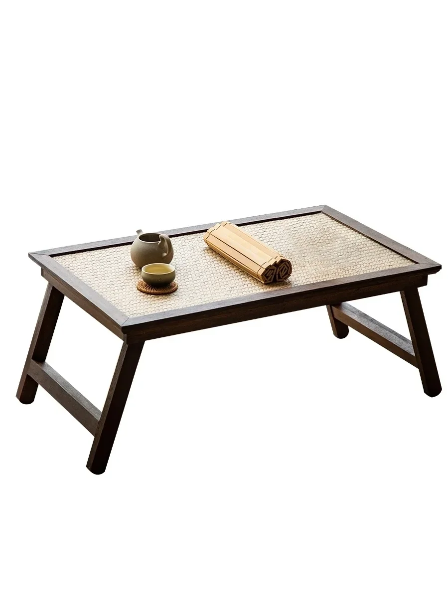 Wood Bamboo Rattan Weaving Coffee Floor Leisure Folding Tea Living Room Tatami Side Table Furniture