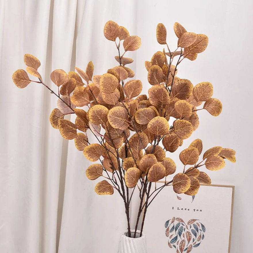 Artificial flower Silk Long branch Eucalyptus combination bridal bouquet Wedding Home vase table DIY gifts boxes scrapbook Decor