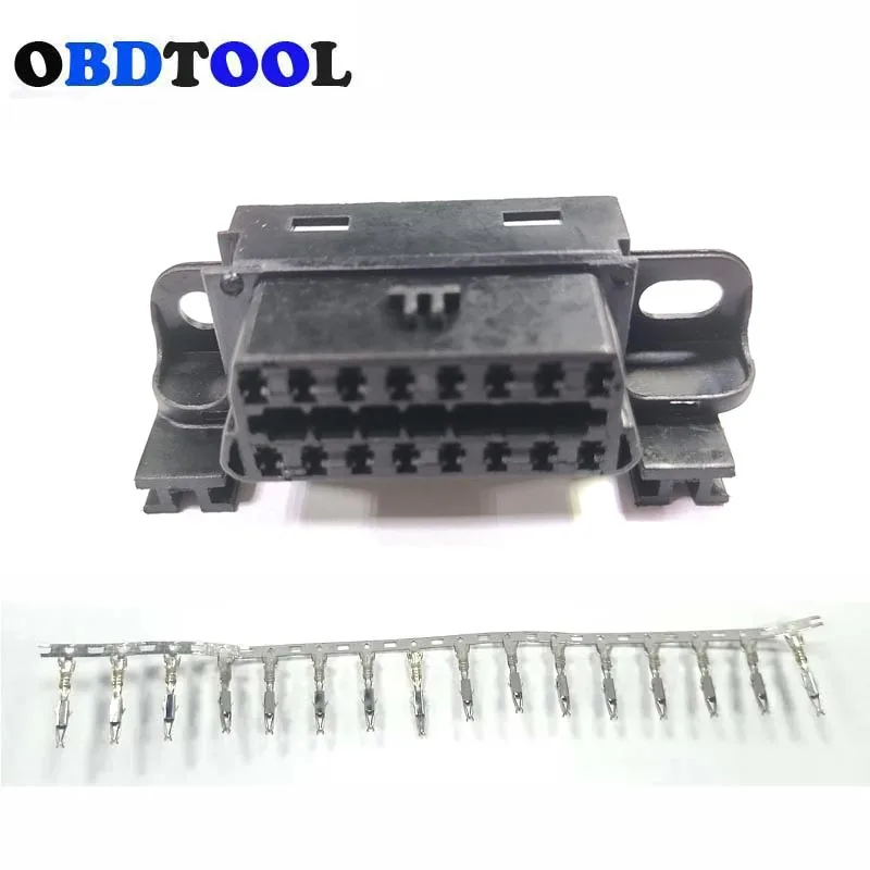 New 1962 Female OBDII 16pin Connector for BMW 16 Pin OBD2 Automobile Black OBD2 Wire Socket DIY Assemble Obd Adapter with Needle