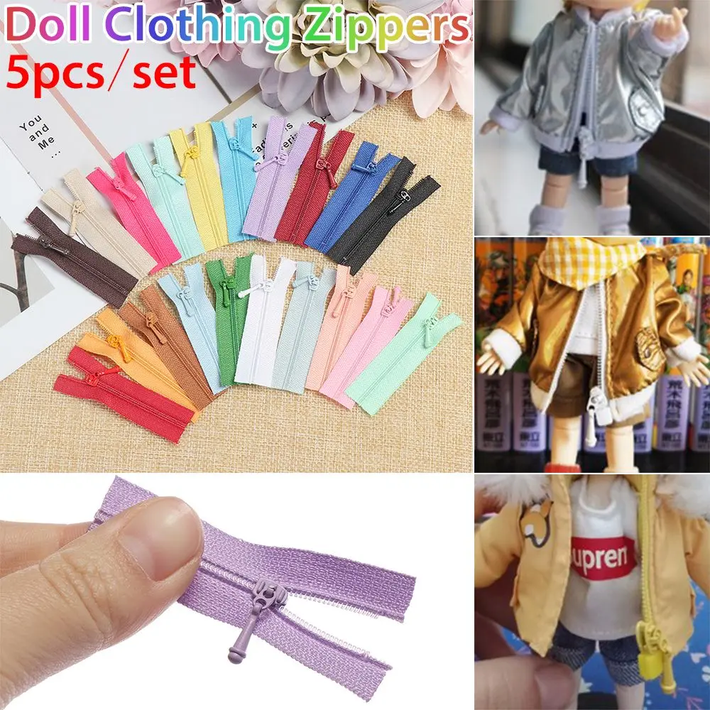 5PCS 5*1.7cm Mini Zipper Doll Clothing Zipper DIY Handmade Sewing Scrapbooking Garment Applique DIY Doll Clothes Accessories