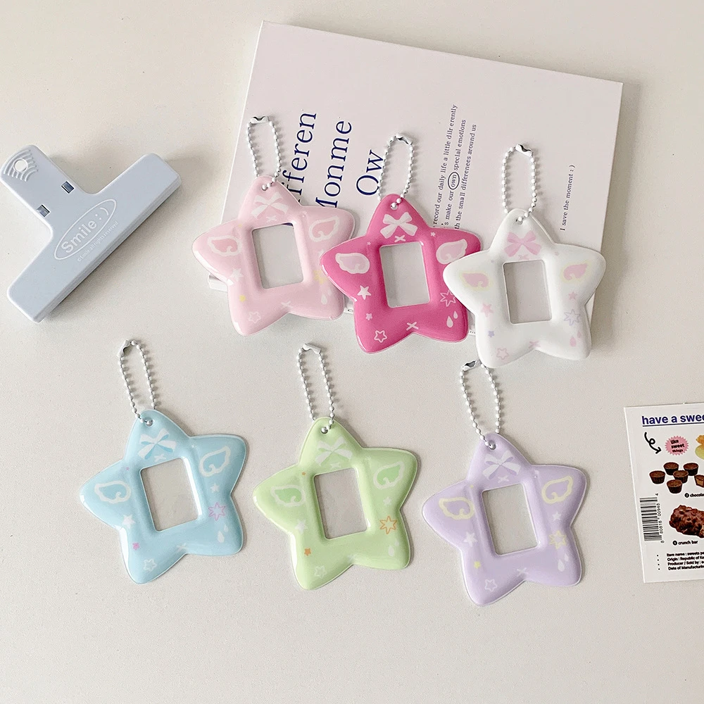 

With Keychain Mini Photocard Holder Star Pendant Hanging Decoration Idol Card Display Protector Korean Ins Style Picture