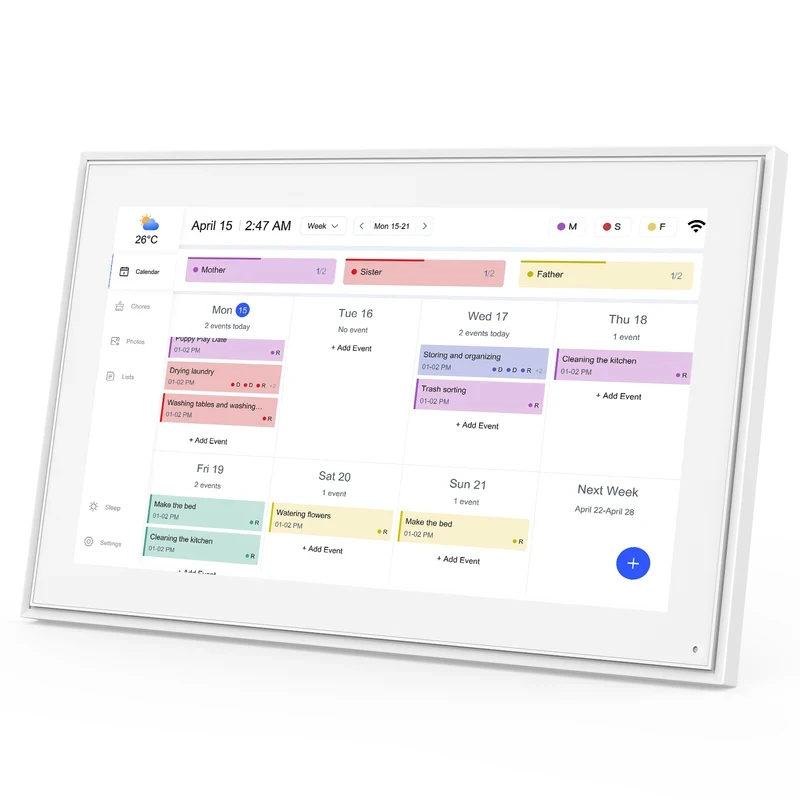 Wall-Mounted Digital Calendar . . Inch Screen FHD Display Schedule School, Office, Family