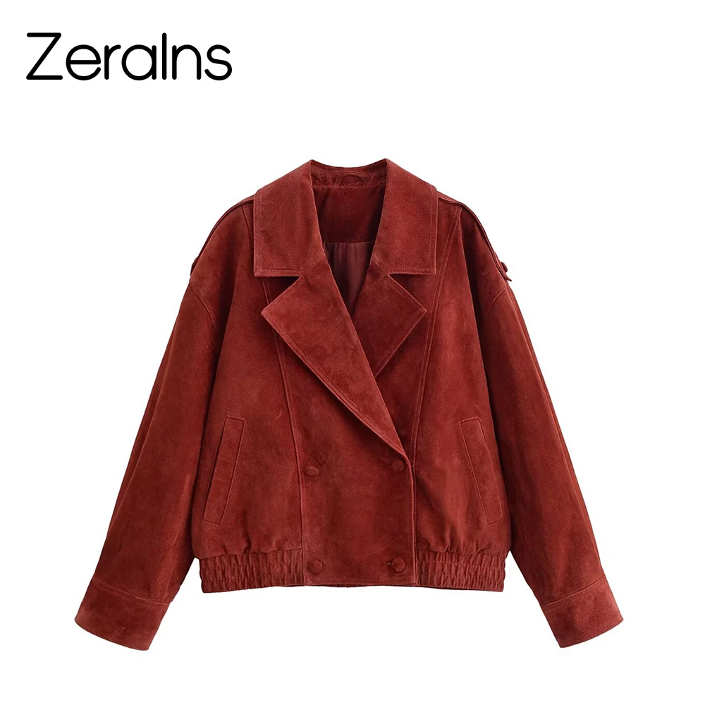 

ZERAINS, новый зимний продукт, женская двубортная куртка с карманами и откидным воротником, длинными рукавами и пряжкой