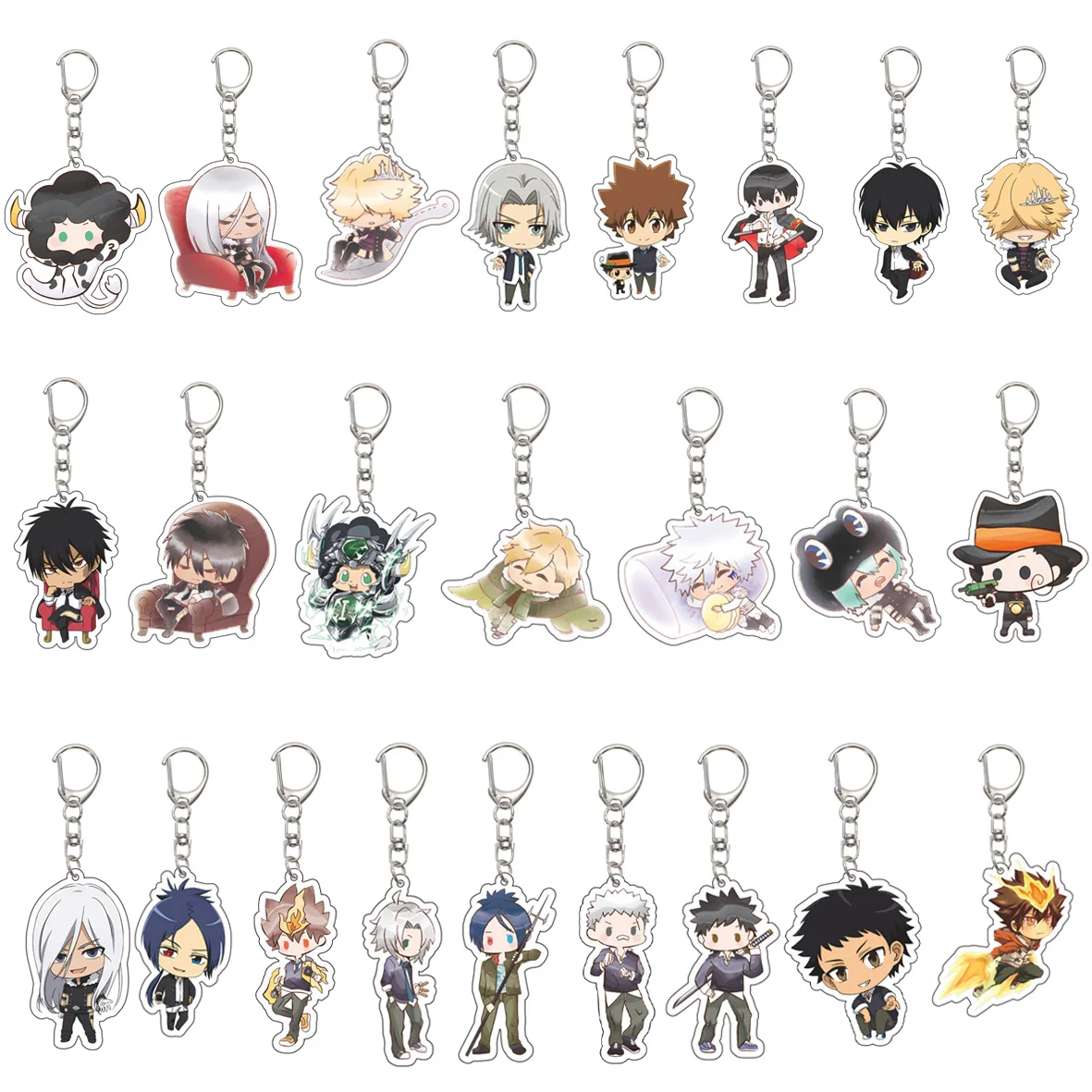 55MM Anime Katekyō Hitman Reborn Keychain Sawada Tsunayoshi/Gokudera Hayato Key Chain Acrylic Model Plate Christmas Gifts