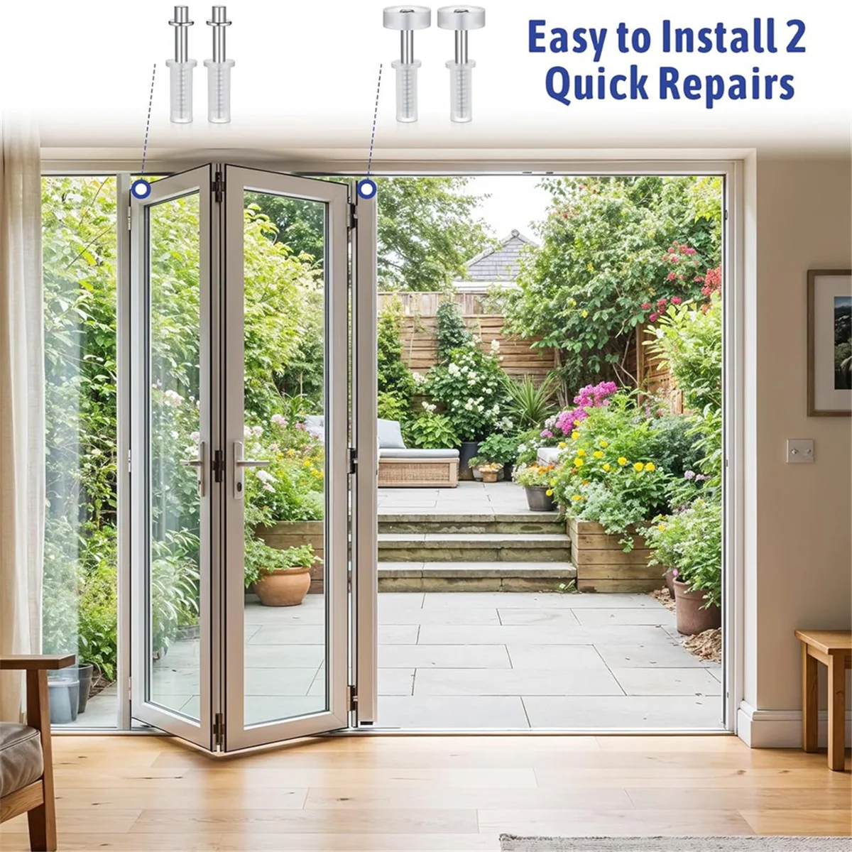 AA25 Bifold Closet Door Hardware, 16Pcs Bi-Fold Doors Top Roller Guide Wheel and Tops Pivot for Folding Accordion Shower Door