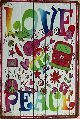 Tin Sign For Love and Peace Vintage Style Metal Sign Iron Painting for Indoor & Outdoor Home Bar Coffee Kitchen Wall Decor 8