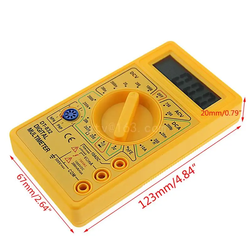 Professional DT832 Digital Multimeter LCD for DC Voltmeter Ammeter Ohm Tester