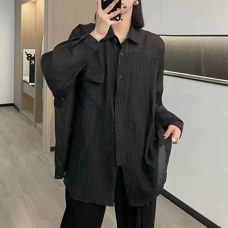 

plus Size Women's Summer irt Thin Sun Protection Design European Sle Collar Long Sve Loose Fit Casual Faion