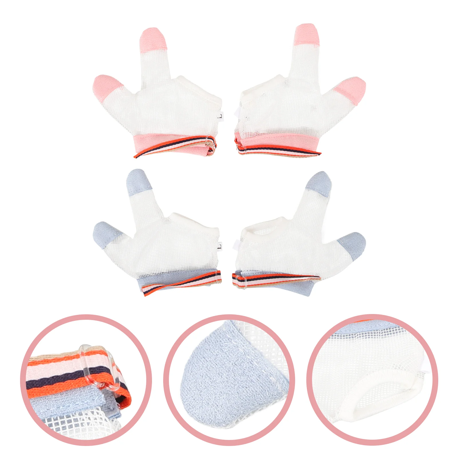 2 Pairs Nail Care Kit Anti-eating Gloves Breathable for Baby Shield Kids Nylon Babies Hand Newborn