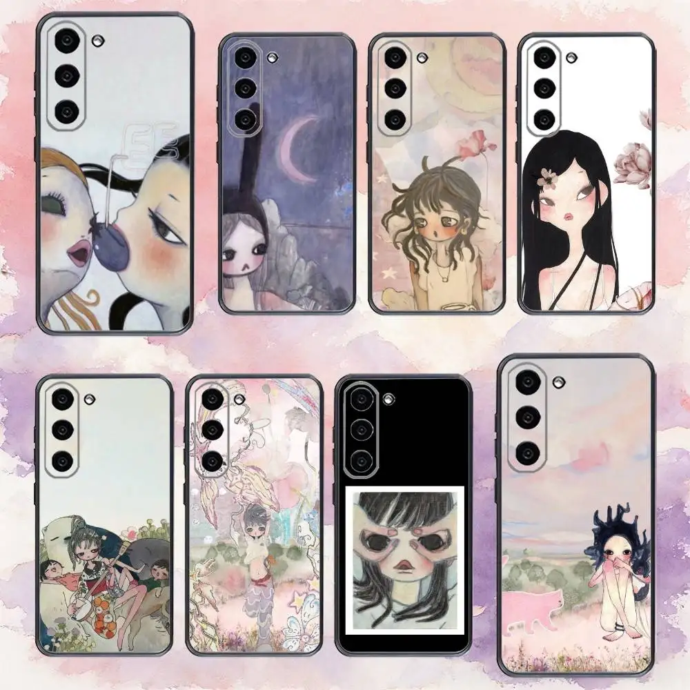 حافظة هاتف A-Art A-Aya T-Takano لهاتف سامسونج جالاكسي A73، A72، A71، A70، A53، A52، A51، غطاء أسود ناعم آخر