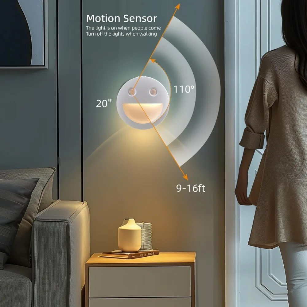 Sensore di luce notturna intelligente da 2 pezzi + sensore di movimento PIR. Luce notturna, la nuova casa essenziale! Luce notturna portatile domestica