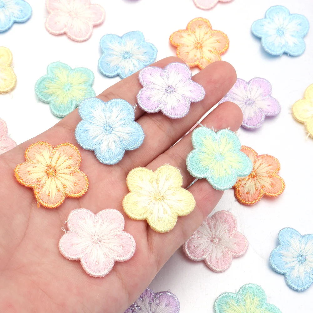 

10-20Pcs 2.7cm Embroidered Knitting Flower for Girl Clothes Hat Gloves Sewing Patches DIY Headwear Hair Clips Bow Decor Accessor