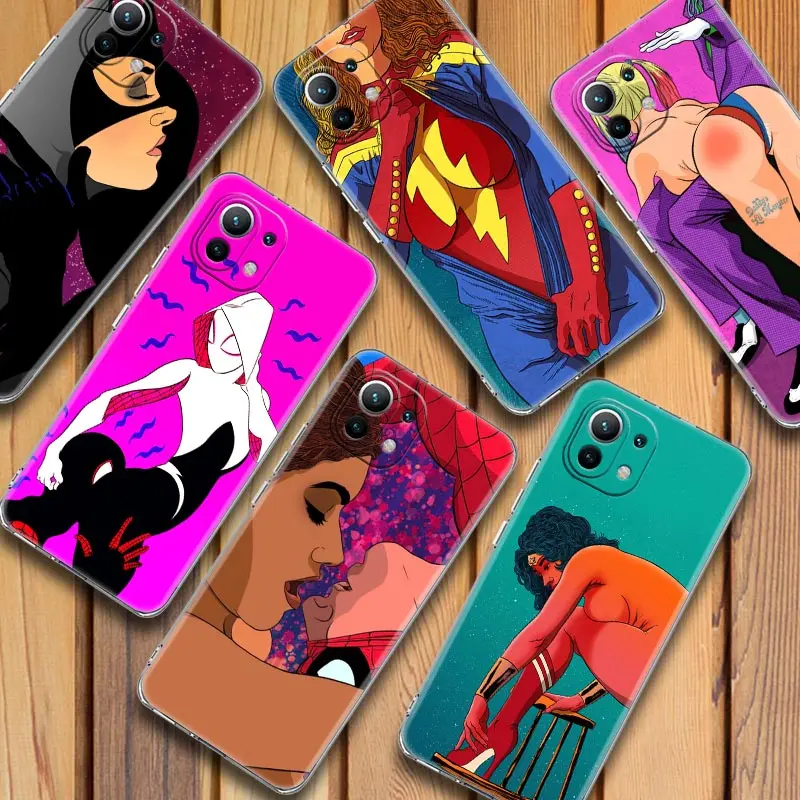 Marvel Soft Funda Mi 11 Lite 5G NE Case For Xiaomi 12T Pro 12 11X 10T 11T 13 Pro Note 10 9T Clear Cover Spiderman Kiss Ass Sexy