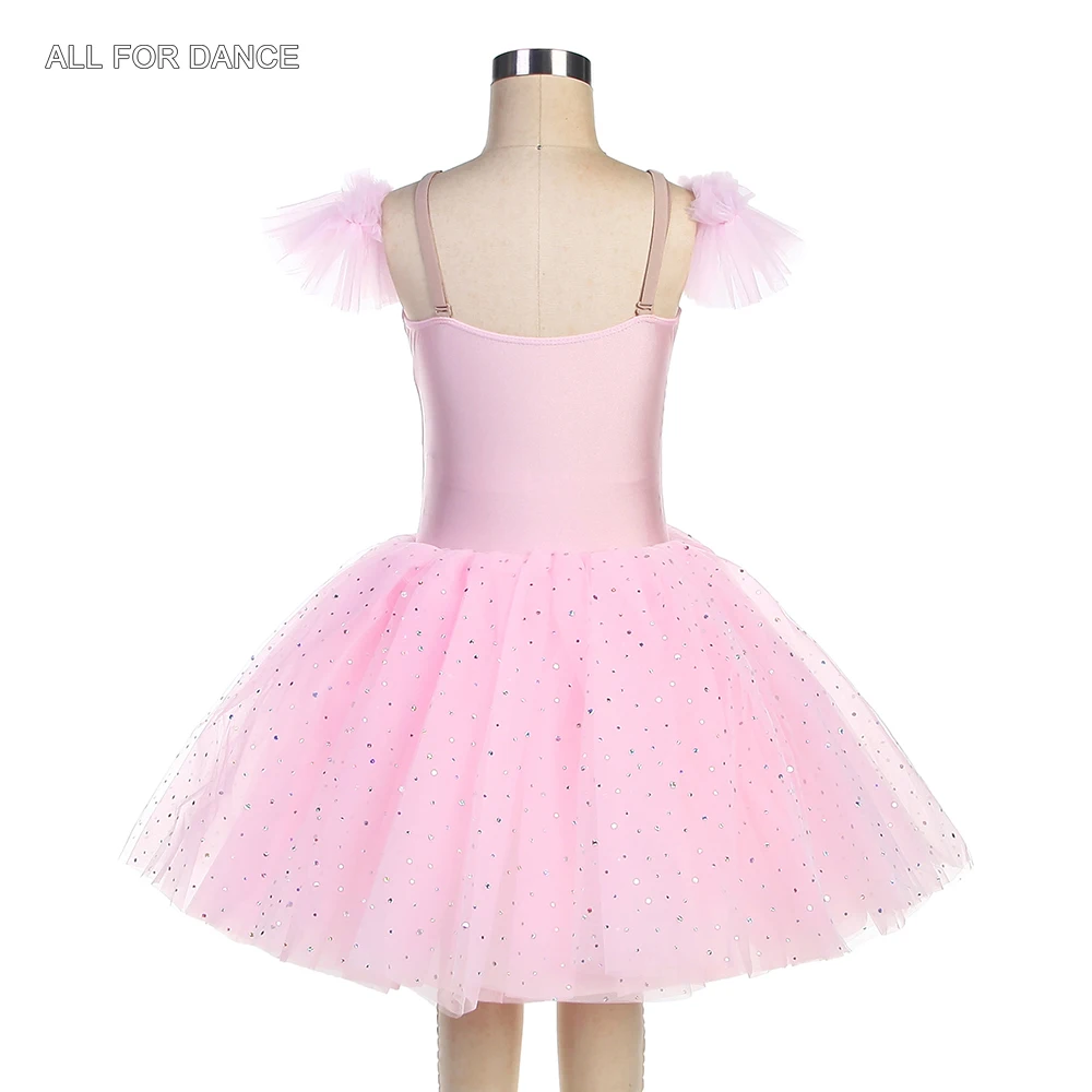 22552 Pink Spandex Bodice with Appliques Romantic Ballet Tutu Dress Women & Girls Professional Ballet Performance Costumes