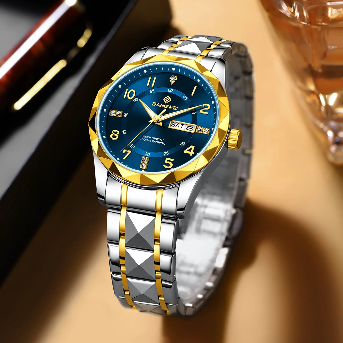 BANMGWEI Fashion Men Quartz Watch with Luminous Date Numbers Waterproof Luxury Wristwatch Stainless Steel Men's Watch Reloj
