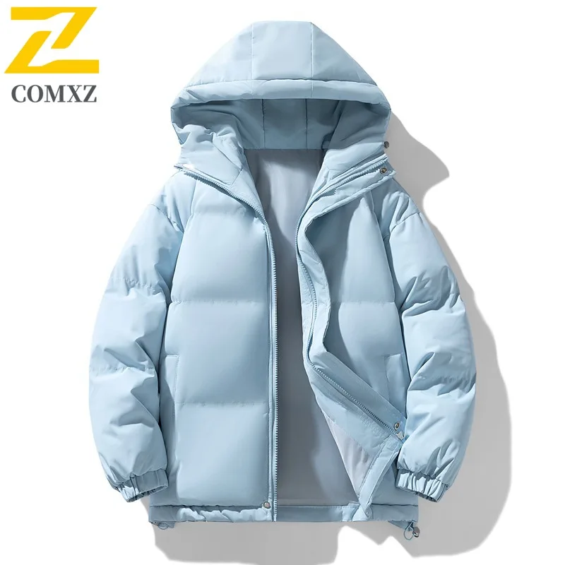 

COMXZ теплая хлопковая стеганая куртка, однотонная свободная модная дорожная водонепроницаемая куртка для хлеба, утепленная снежная мужская стеганая куртка