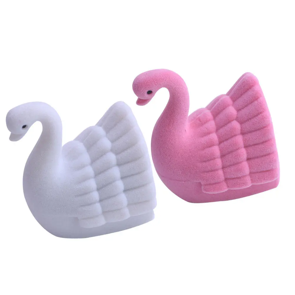 

Набор из 2 шт. шкатулок для украшений в форме лебедя, модный изысканный футляр для колец, портативный органайзер для хранения для девочек и женщин, белый, розовый, изысканный футляр для колец