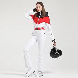 Outdoor Nuova tuta da sci monopezzo Inverno Donna Sport da sci Tuta da neve antivento Abbigliamento con cappuccio impermeabile Set da sci da montagna Donna