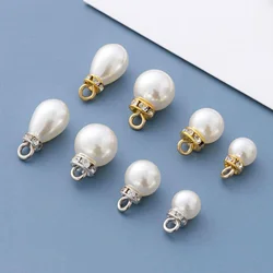 20/pcs ABS Pearl Rhinestone Pendant Charms End Beads For Diy Earrings Necklace Bracelet Pearl Beads Jewelry Making
