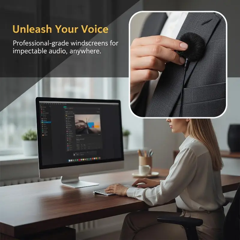 Lavalier Mics Furry Soft Windproof 1Set Covers Reusable with Sticker for Stage Presentations Voice Clarity