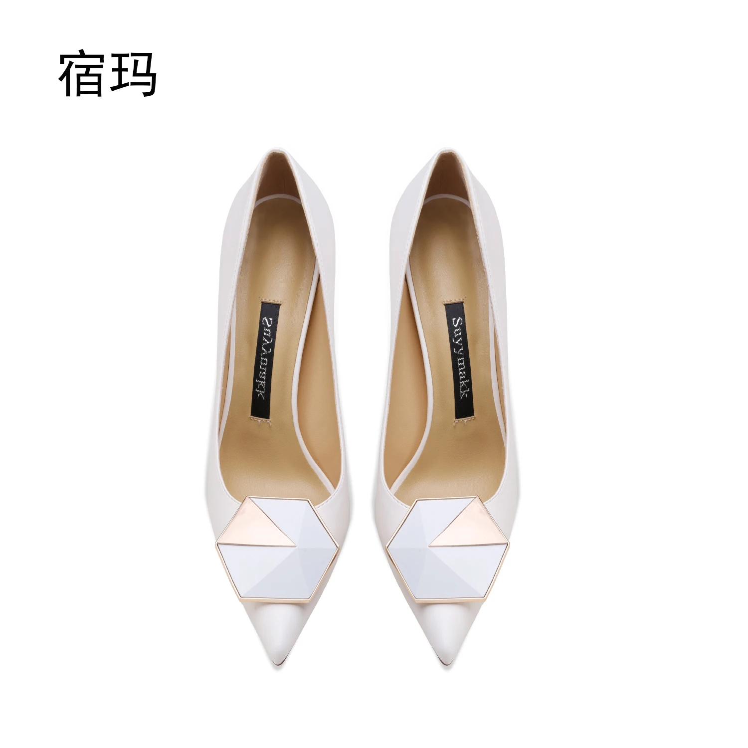 Real Leather Women Pointed Toe Stiletto High Heels Metal Button Party Pumps Lady Formal Dress Shoes Thin Heel Women\'s Shoes 6cm