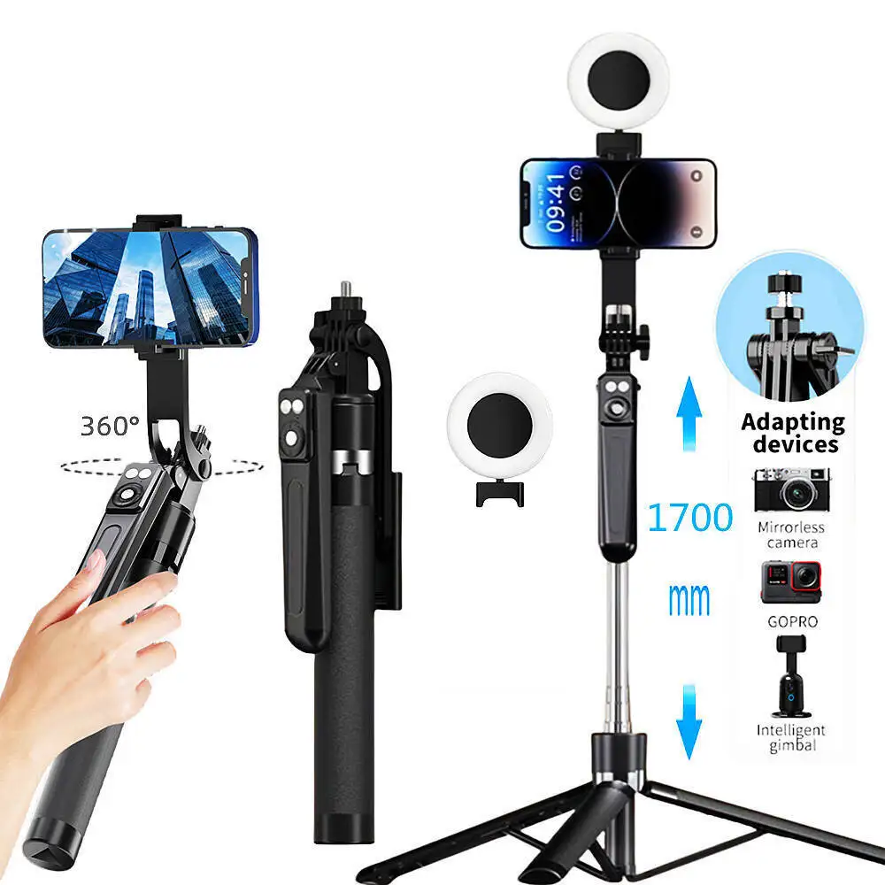 Roreta new 1.7M Portable camera tripod with wireless remote control and 360 ° rotation phone holder for video recording and live
