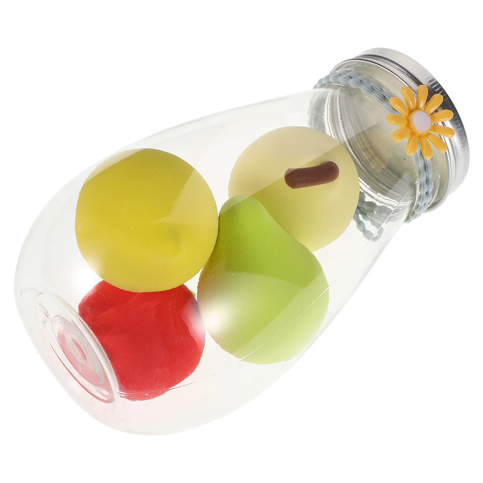 4개입 메이크업 스펀지 세트 부드러운 과일 모양 블렌더 건식 및 습식 사용 파운데이션 컨실러 파우더 퍼프 스펀지