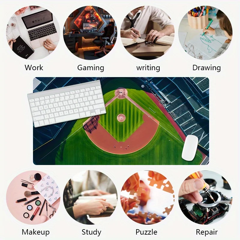 لوحة ماوس ألعاب ملعب البيسبول الممتدة - عرض جوي 89.92 × 39.88 سم لوسادة مكتب ملعب البيسبول مع قاعدة مضادة للانزلاق - #6