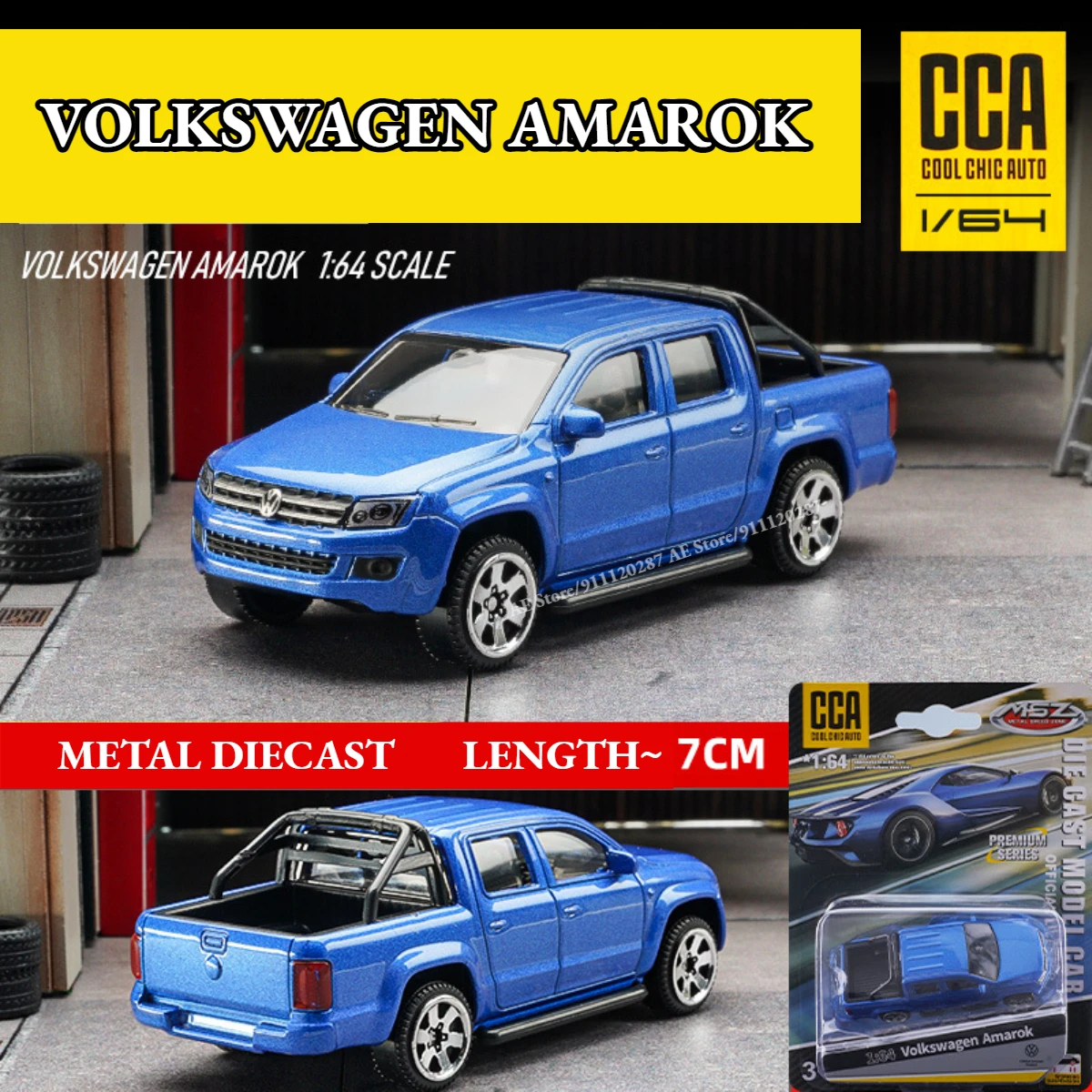 Scale 1/64 Metal Mini Car Model, VOLKSWAGEN AMAROK Pickup Truck Replica Miniature Art Vehicle Diecast Gift Toy for Kid Boy