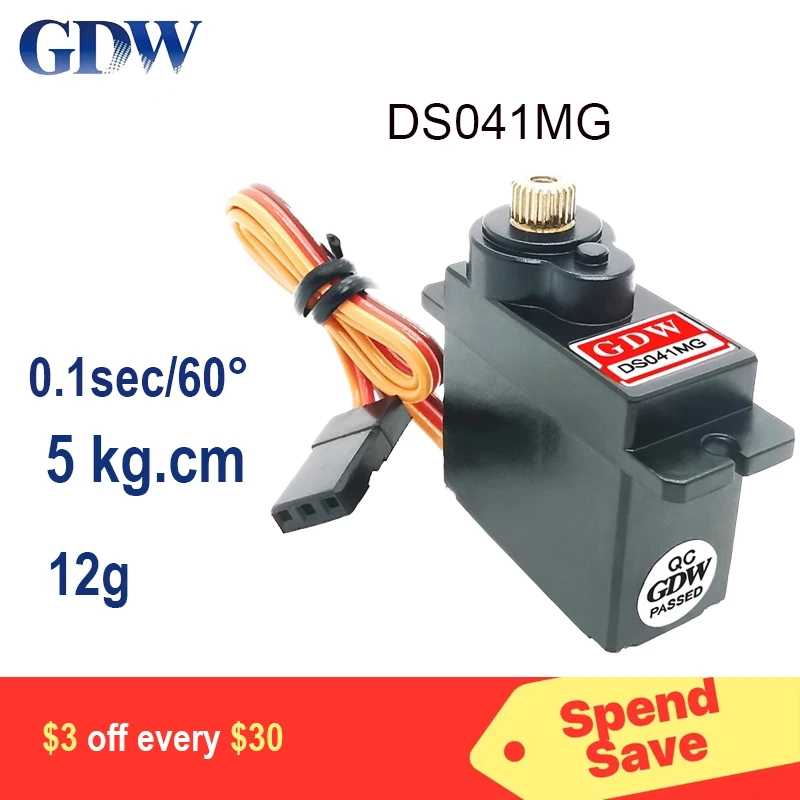 GDW DS041MG 5KG 7.4V Metal Gear Micro Mini Digital Servo High Speed Angle 180 for 450 Helicopter Fix-wing RC Auto Robot Arm