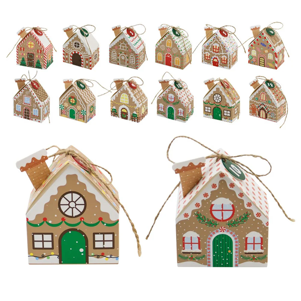 

24Pcs Christmas Advent Calendar Box Shaped Easy Assemble Holiday Party Favor Candy Treat Storage Box Decorative