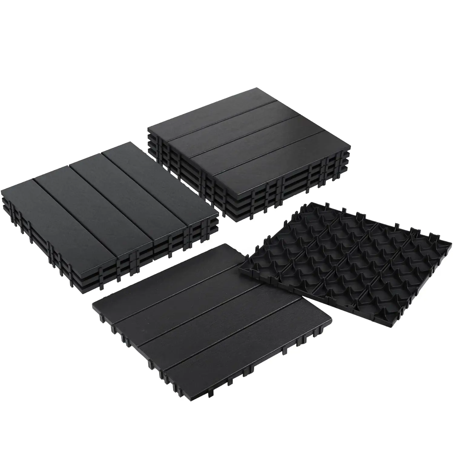 

9PCS Plastic Interlocking Decking Tiles 12' x 12', 9 sq. ft Waterproof Outdoor Flooring All-Weather