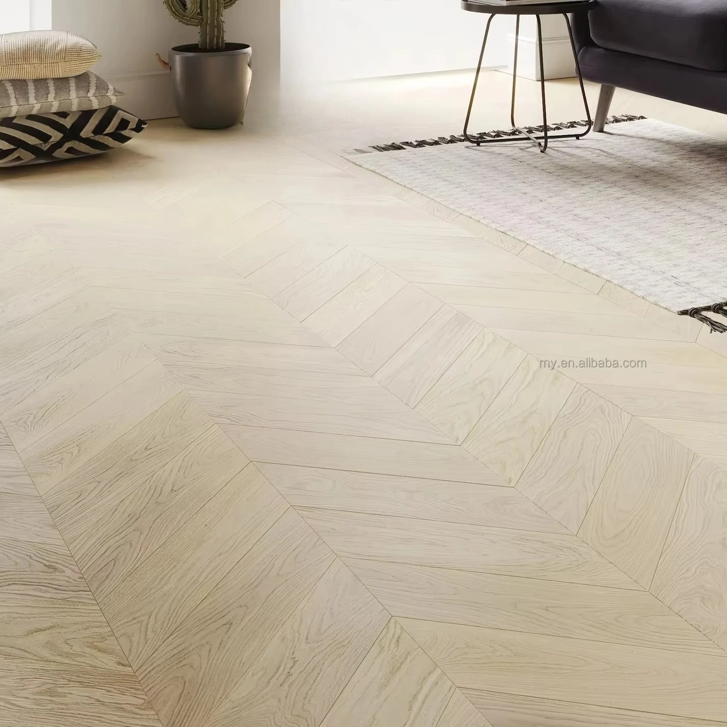 نسخة مخصصة من البلوط الأبيض 45 درجة مصباح مصقول غير لامع تصميم عظم السمك للأرضية الهندسية