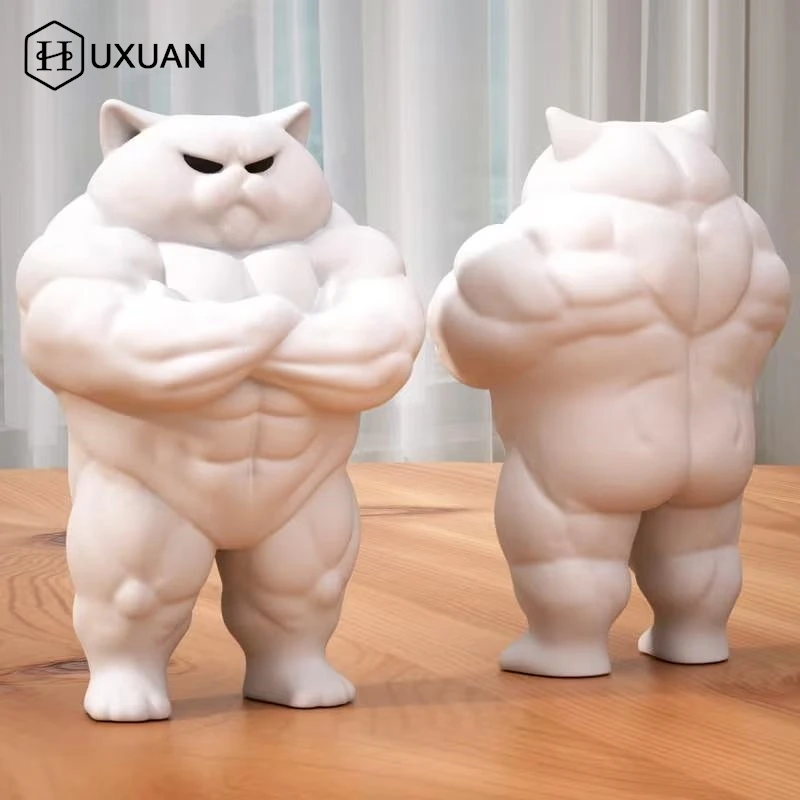 White Muscular Cat, Capybara, Cow, And Tiger Statues, Durable Plastic Home Decorations, Perfect Gift, Interior Living Room Décor