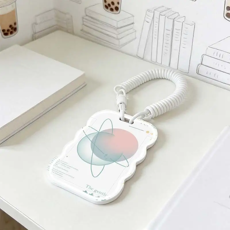 Card Sleeve for Stretchable Spring Cord Photo Protector Student Bus/Meal Card Protection Case Kpop Photocard Holder