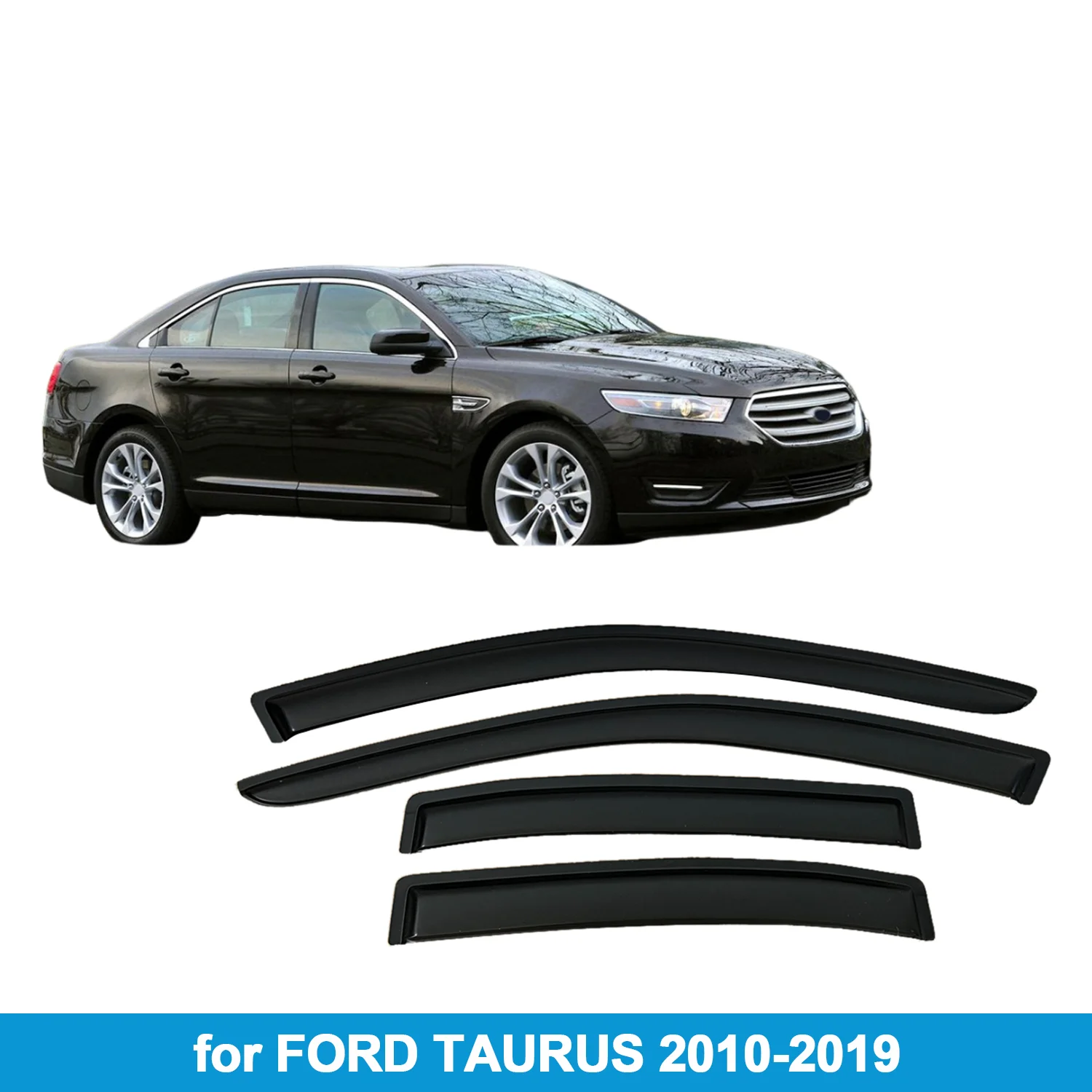 

Window Visor for FORD TAURUS 2010-2019 Rain Guard Side Vent Deflector Weathershield Outside-Mount Tape On