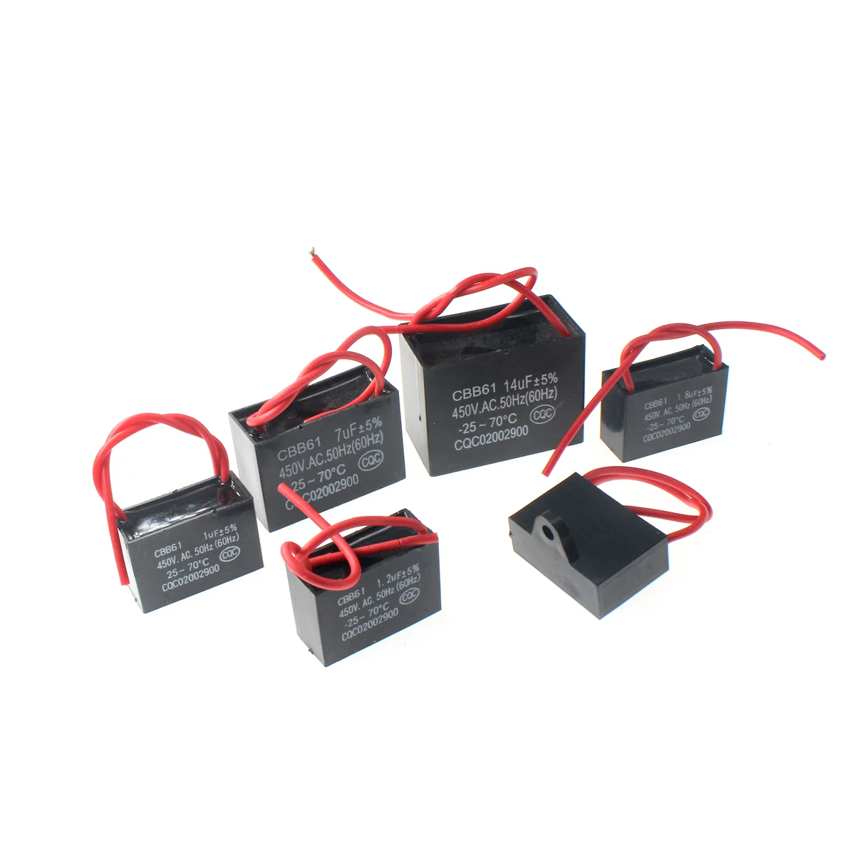 5pcs CBB61 1uf 1.5uf 3uf 4uf 5UF 6UF 7UF  8uf 10UF 12UF 15UF 20UF 22UF Capacitor 450vac Fan Motor Run Starting Capacitors