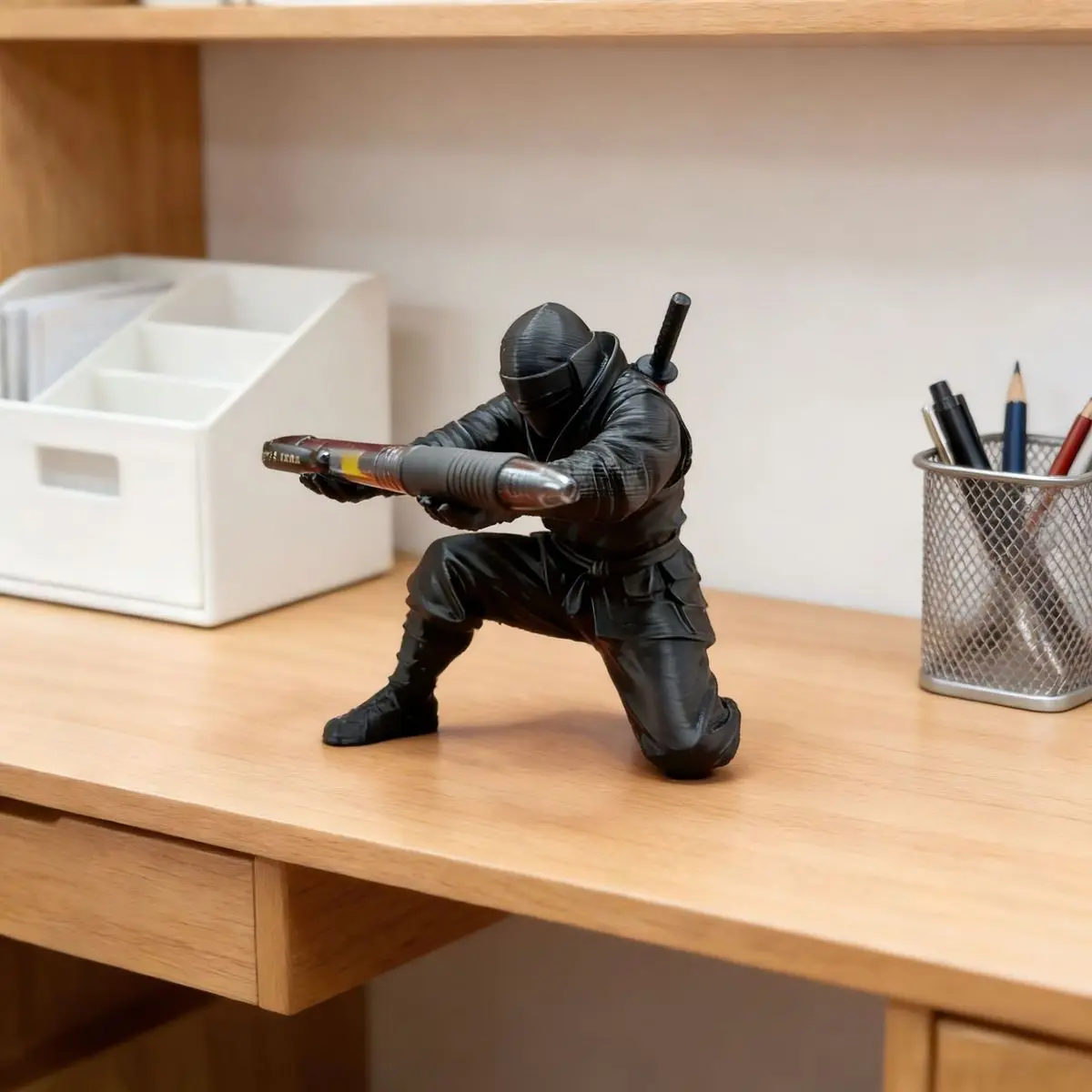*.Creative Easter Gift Idea Multifunctional 3D Printed Ninja Pen Holder Unique Desktop Organizer Stand Storage Display Shelf