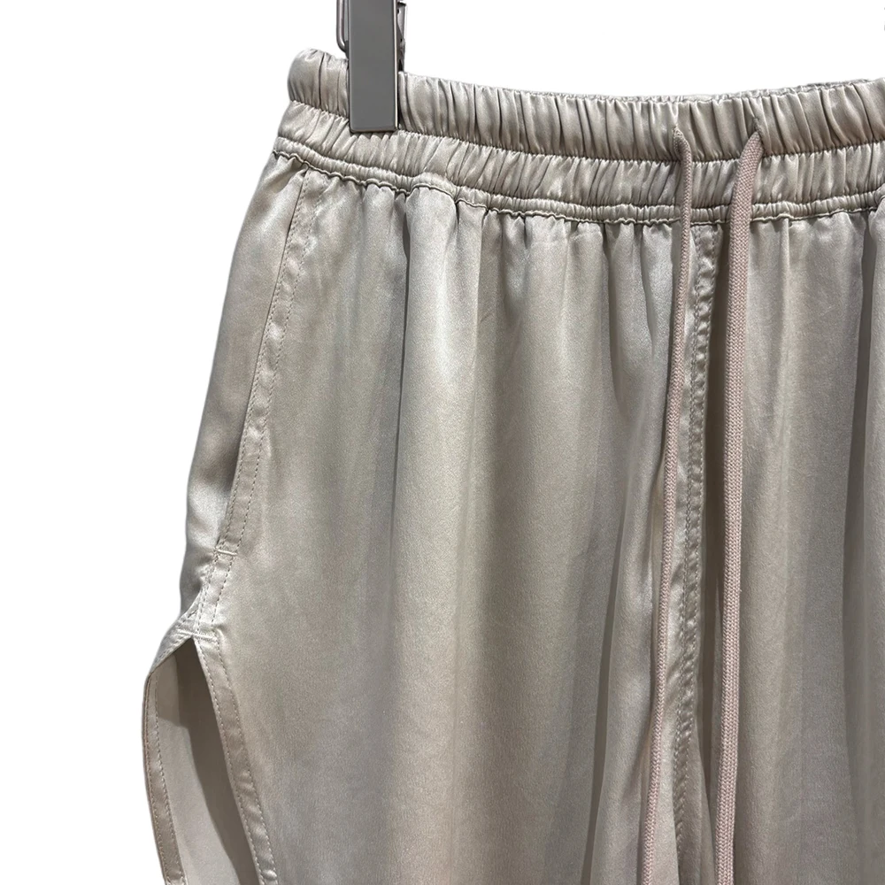 الحرير المرأة تي شيرت Y2K غير المتماثلة الحرير الساتان الرباط أنيقة الركاب عادية تنوعا السراويل 2025 خريف جديد وصول