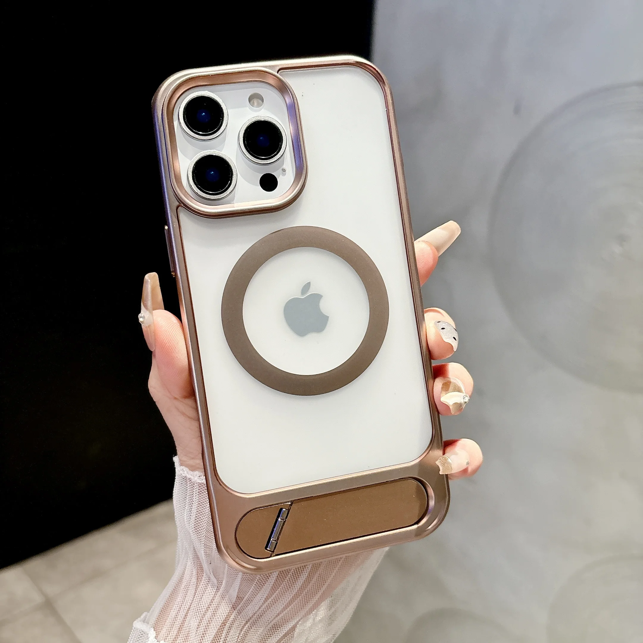 

Foldable Hidden Metal Stand Case For iPhone 16 Pro Max 15 14 Plus 13 12 Magnetic Cover Eco-Friendly Matte Shell