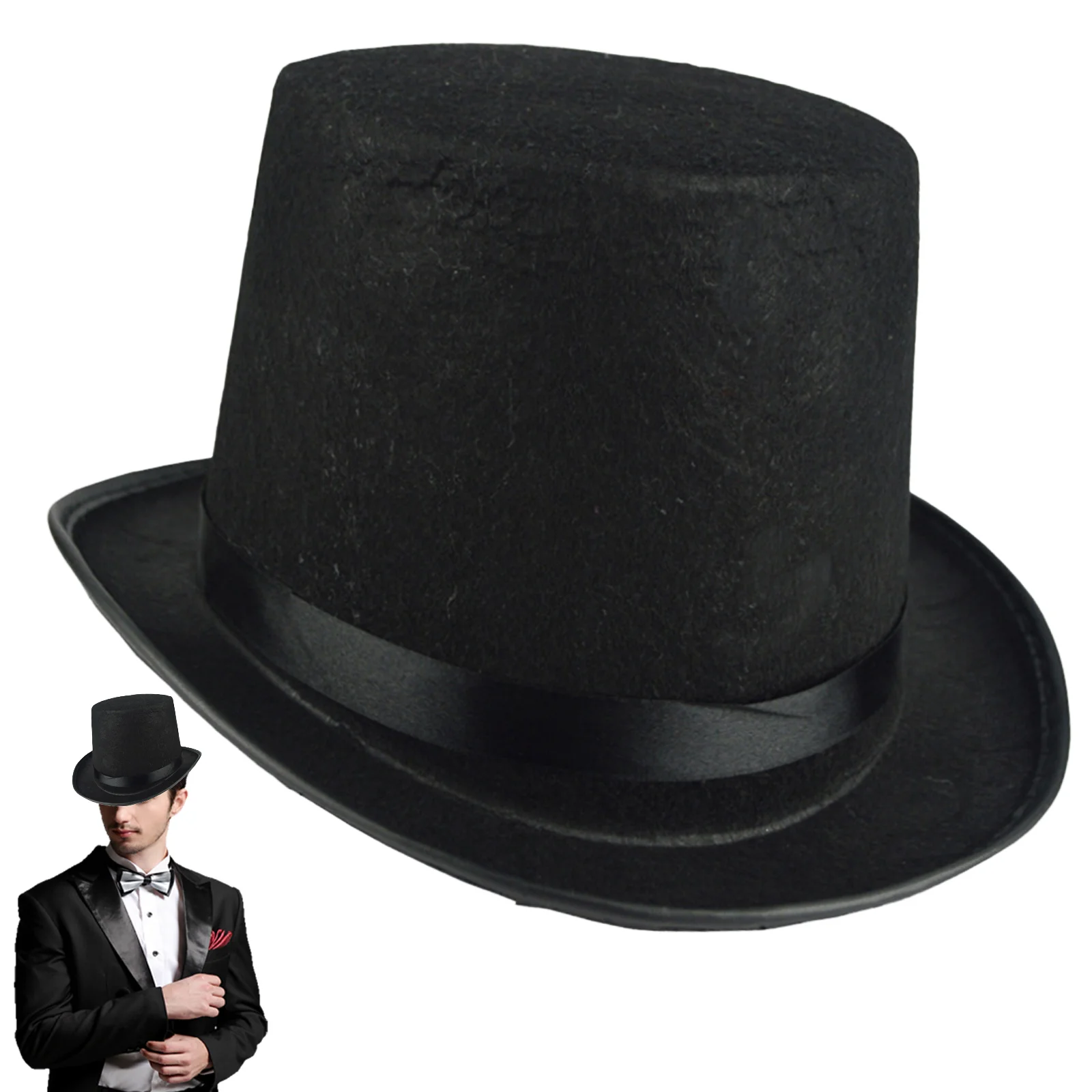

Magician Hat Black Felt Costume Accessory Halloween Party Adult Funny Party Hats Carnival Men's Hat Halloween Hats for Adults