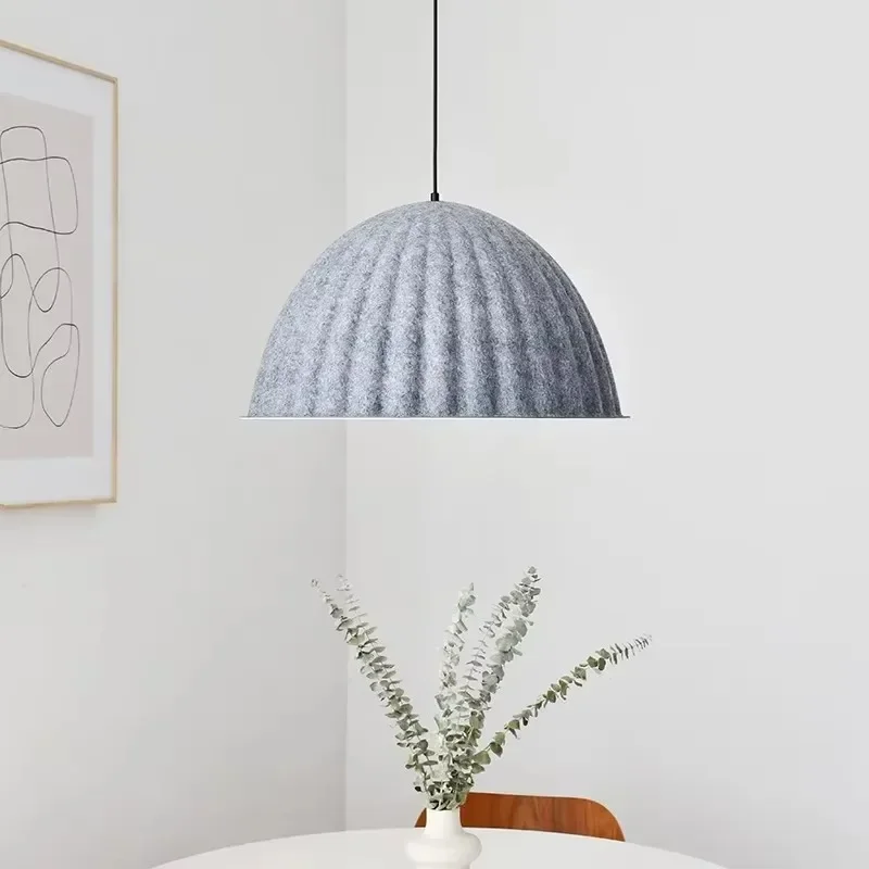 Modern Felt Pendant Lamp Semi-Circle Eco-Friendly Hanging Light for Living Dining Bedroom, Noise-Absorbing Home Lighting