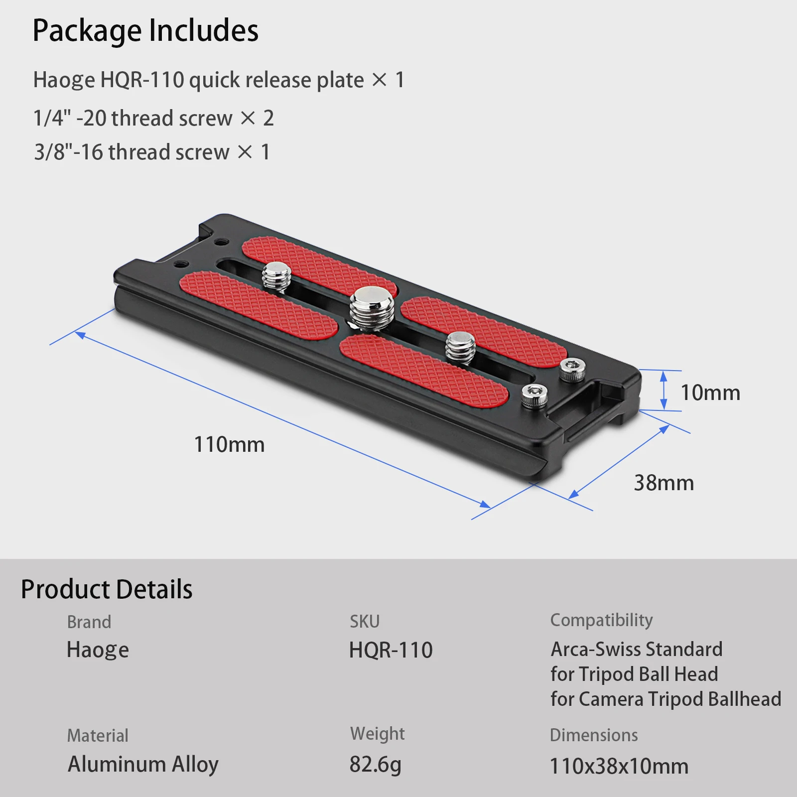 Haoge HQR-110 ترايبود أركا لوحات 110 مللي متر العالمي أركا السويسري الإفراج السريع لوحة لكانون RF 200-800 مللي متر F6.3-9 IS USM عدسة ترايبود