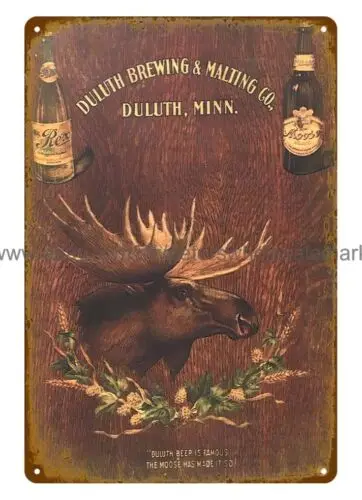 moose drink Duluth Brewing malting Co Minnesota metal tin sign metal bar signs